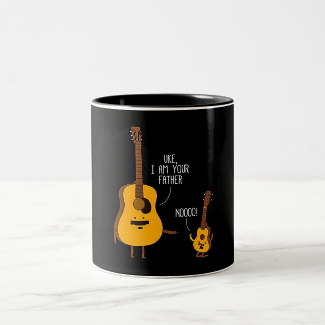 Tasse 2 Couleurs Uke Ukulele Je suis ton père papa cadeau (Centre)
