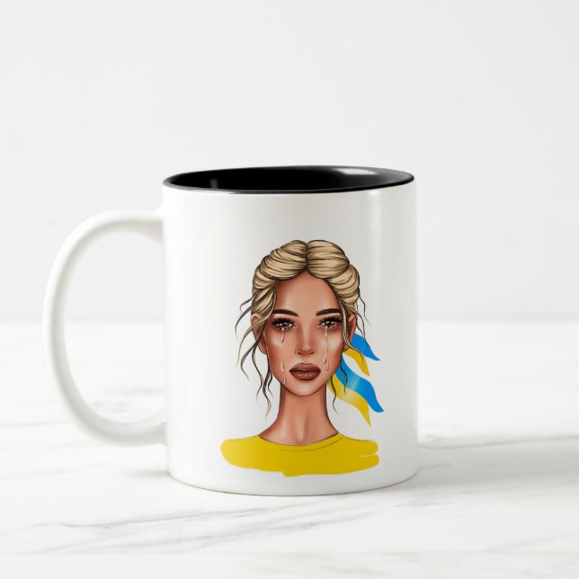 Tasse 2 Couleurs Ukrain Stop War Blonde (Gauche)