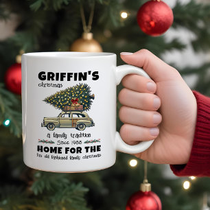 Tasse 2 Couleurs Un arbre drôle en famille de voiture Noël