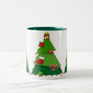 TASSE 2 COULEURS UN "BOUG D'ARBRE DE NOËL" TRÈS SPÉCIAL