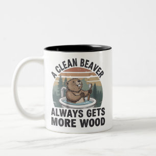 Tasse 2 Couleurs Un castor propre obtient toujours plus de bois Hum