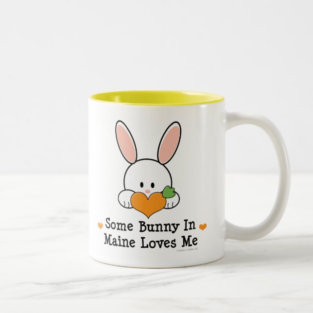 Tasse 2 Couleurs Un certain lapin au Maine m'aime (Droit)