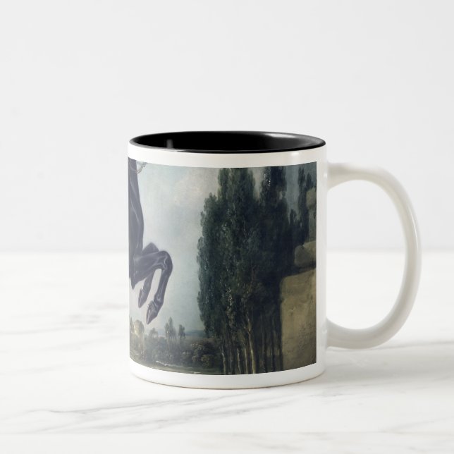 Tasse 2 Couleurs Un cheval noir exécutant le Courbette (Droit)