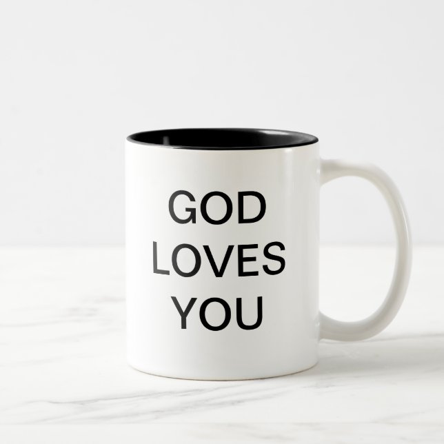 TASSE 2 COULEURS UN DIEU VOUS AIME (Droit)