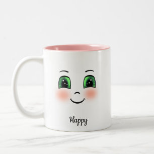 Tasse 2 Couleurs Un joyeux visage pâle sur blanc