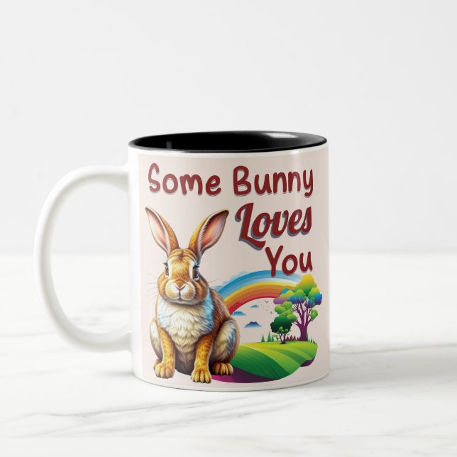 Tasse 2 Couleurs Un Lapin T'Aime Pâques (Gauche)