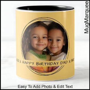 Tasse 2 Couleurs Un message photo pour l'anniversaire de papa Jaune