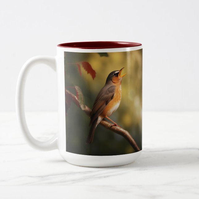 Tasse 2 Couleurs Un oiseau qui chante le matin (Gauche)