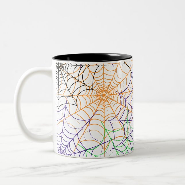 Tasse 2 Couleurs Un simple Motif Web d'Halloween Spider (Gauche)