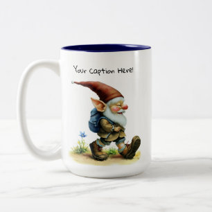 Tasse 2 Couleurs Une aquarelle peinte d'un mignon Gnome