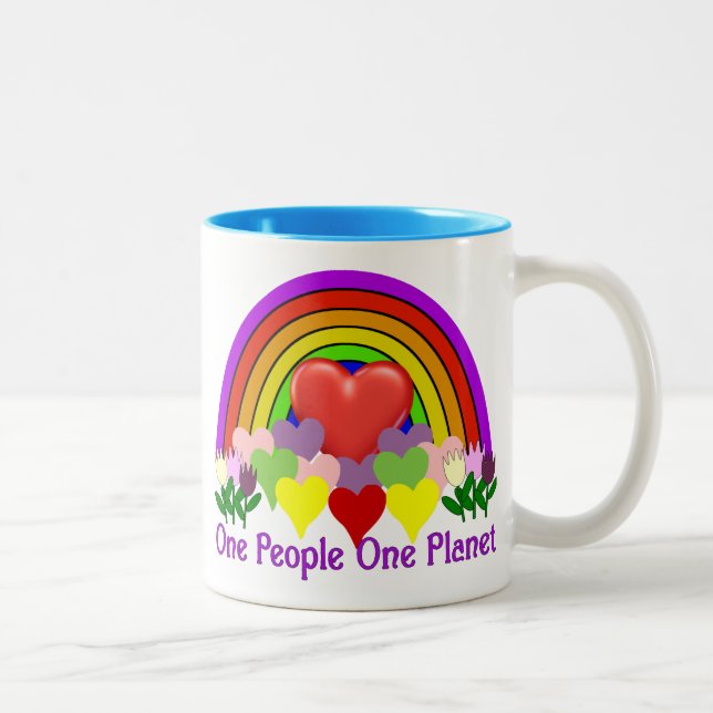 Tasse 2 Couleurs Une personnes de la planète une (Droit)