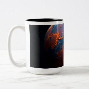 Tasse 2 Couleurs Une planète orange et bleue