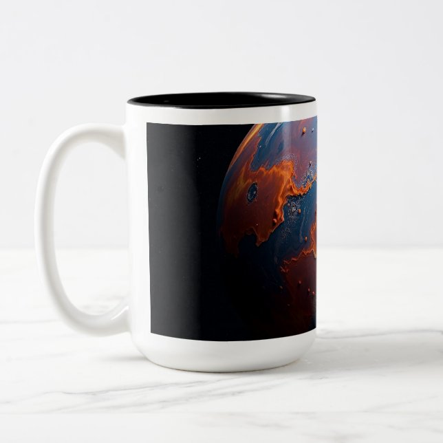 Tasse 2 Couleurs Une planète orange et bleue (Gauche)