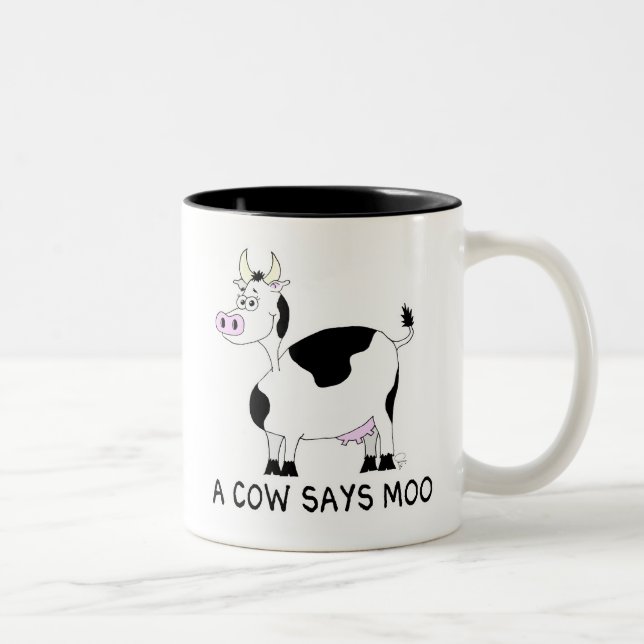 Tasse 2 Couleurs Une Vache Dit Moo (Droit)