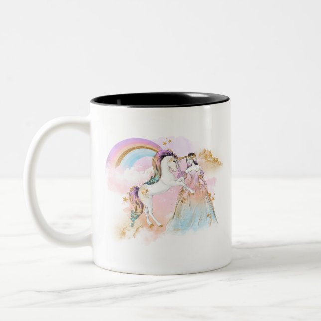 Tasse 2 Couleurs Unicorn Clipart Rainbow Fairytale (Gauche)