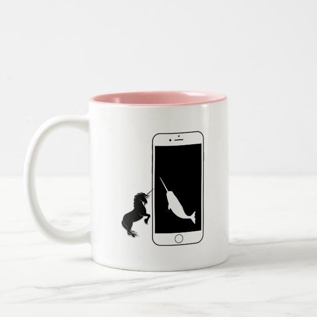 Tasse 2 Couleurs Unicorn Narwhal Smartphone Mirror Love (Gauche)