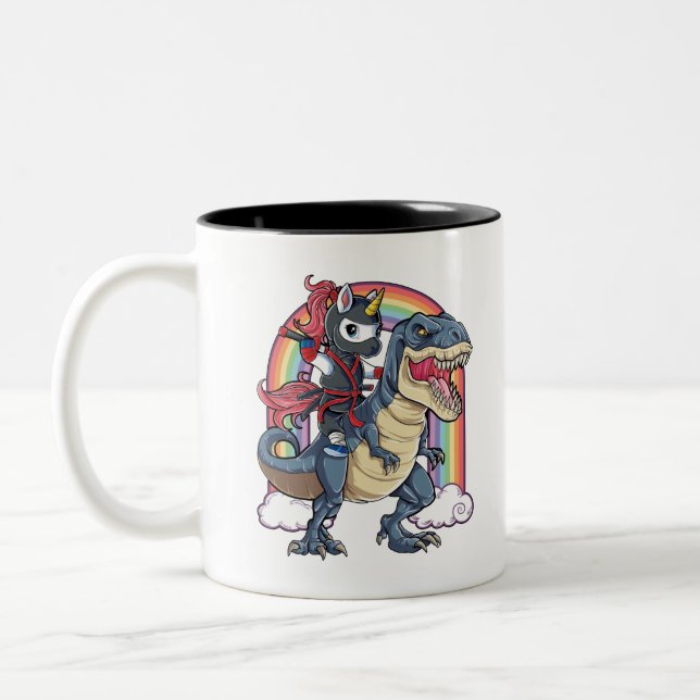 Tasse 2 Couleurs Unicorn Ninja équitation Dinosaur (Gauche)