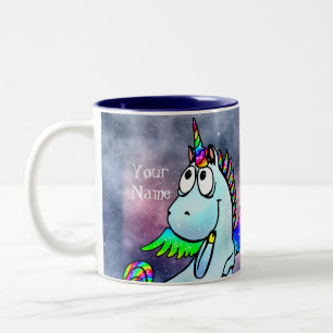 Tasse 2 Couleurs Unicorne de neige de Noël intergalactique personna