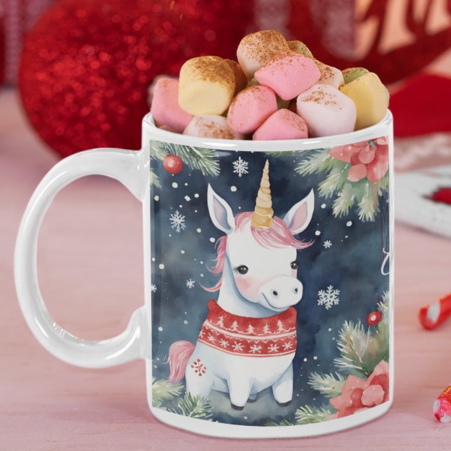 Tasse 2 Couleurs Unicorne de Noël personnalisée (Créateur téléchargé)
