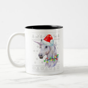 Tasse 2 Couleurs Unicorne laide Noël noël pyjama xmas