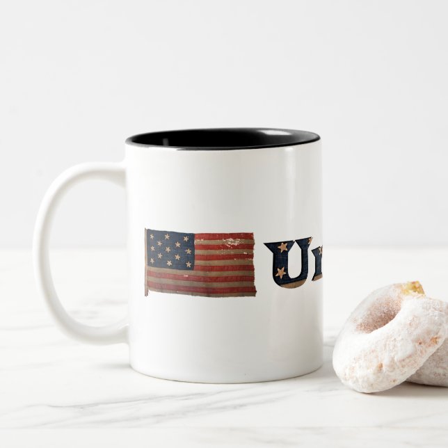 Tasse 2 Couleurs Union de la guerre civile 🇺 🇸 ✨ Drapeau militair (Avec donut)