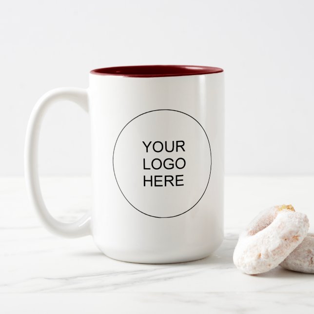 Tasse 2 Couleurs Upload Your Company Logo Maroon Red & White (Avec donut)