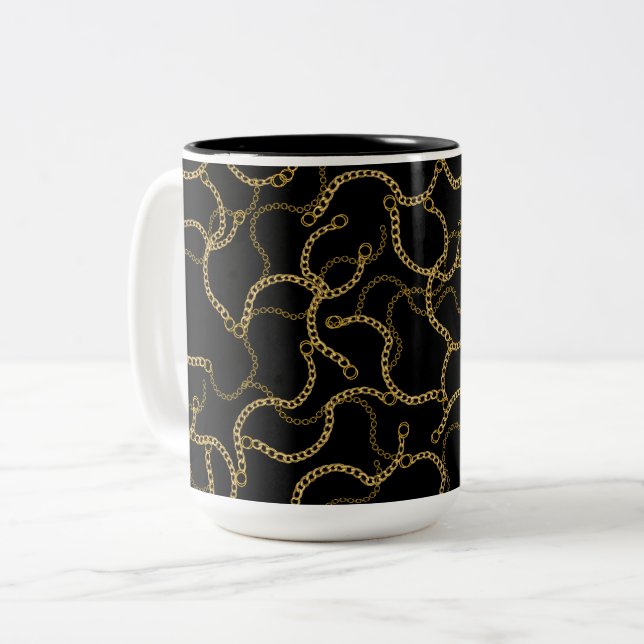 Tasse 2 Couleurs Urban Glam Gold Chains Pattern  (Devant gauche)