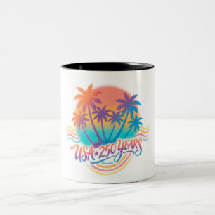 Tasse 2 Couleurs USA 250e anniversaire Palmiers