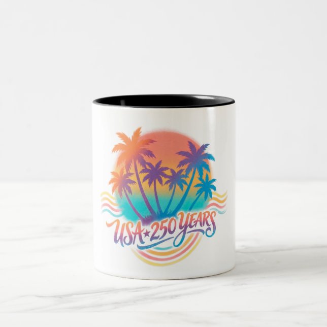Tasse 2 Couleurs USA 250e anniversaire Palmiers  (Centre)