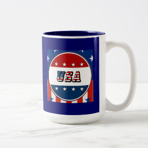 Tasse 2 Couleurs USA - Drapeau américain et étoiles dans le cercle 