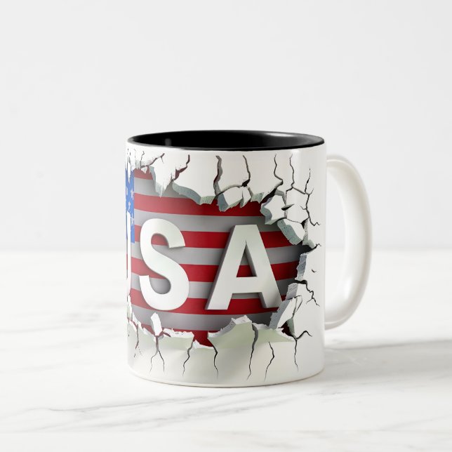 Tasse 2 Couleurs USA Mug, 4th of July Mug, Independence Day (Devant droit)
