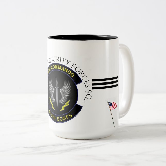 Tasse 2 Couleurs USAF - 919e S O Sq Forces de sécurité (Devant droit)