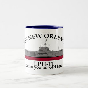 Tasse 2 Couleurs USS new Orleans, LPH-11, dates personnalisables se