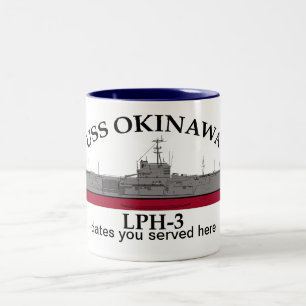 Tasse 2 Couleurs USS Okinawa, LPH-3, dates personnalisables servies