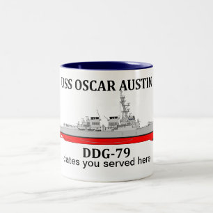 Tasse 2 Couleurs USS Oscar Austin, DDG-79, dates personnalisables
