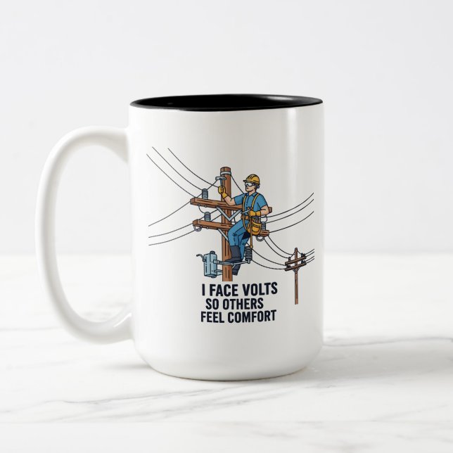 Tasse 2 Couleurs Utility Power Line Worker Courage Quote Hero (Gauche)