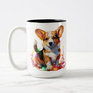 TASSE 2 COULEURS VACANCES NOËL PEMBROKE WELSH CORGI PUPPY CHIEN