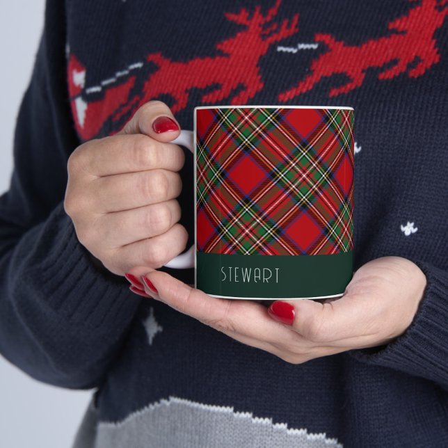 Tasse 2 Couleurs Vacances Plaid Personnalisées Rustic Stewart Tarta (Plaid Clan Stewart 11oz Christmas Two-Tone Coffee Mug)