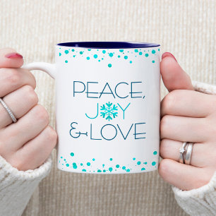Tasse 2 Couleurs Vacances Simple Moderne Snowflake Paix Joie Amour