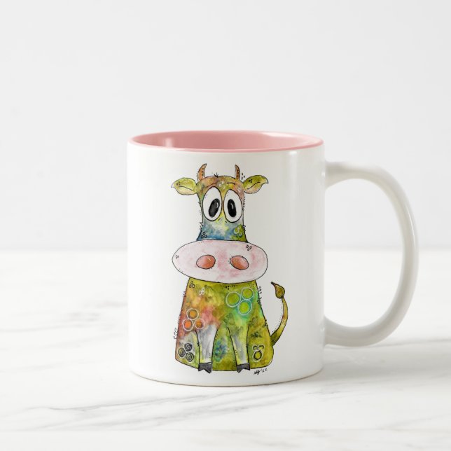 Tasse 2 Couleurs Vache blanche couleur blanc mignon (Droit)