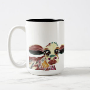 Tasse 2 Couleurs Vache colorée avec les yeux émouvants géants