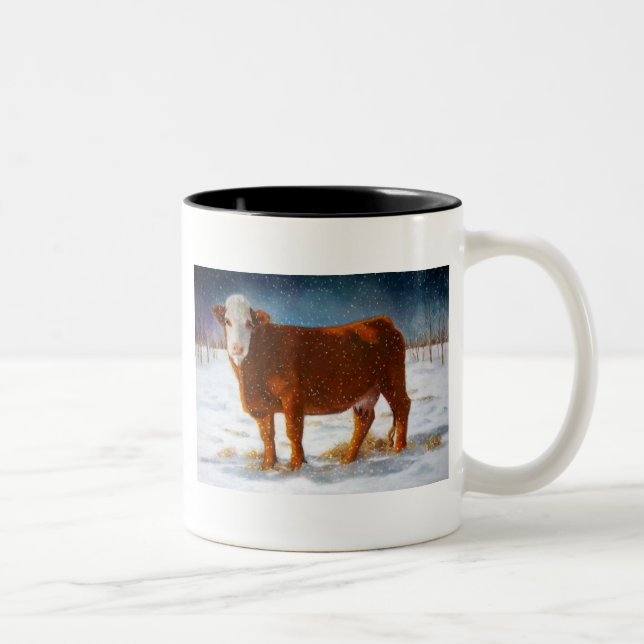 TASSE 2 COULEURS VACHE DE BOUCHERIE DE HEREFORD : ART EN PASTEL (Droit)