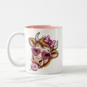 Tasse 2 Couleurs Vache des Highlands Saint-Valentin Coquette Fête d