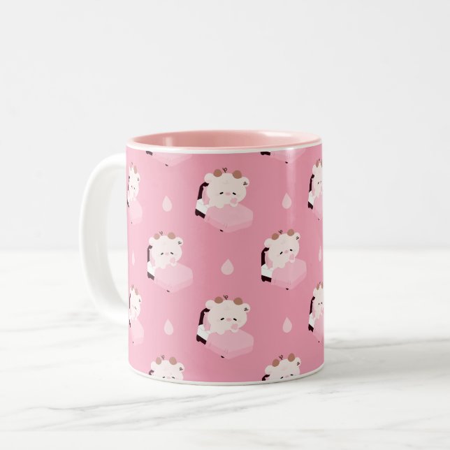 Tasse 2 Couleurs Vache fatiguée mignonne (Devant gauche)