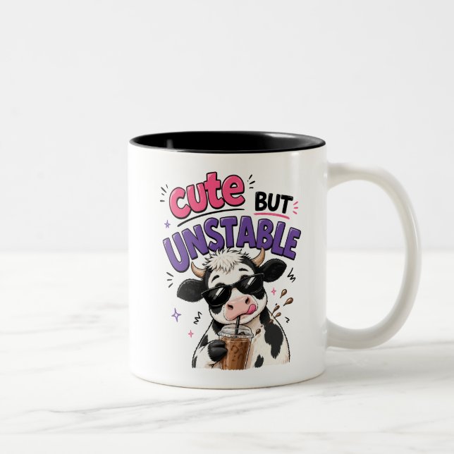 Tasse 2 Couleurs Vache mignonne mais instable avec café glacé (Droit)