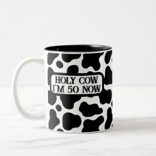 Tasse 2 Couleurs Vache Sacrée Anniversaire 50 Ans Noir Blanc