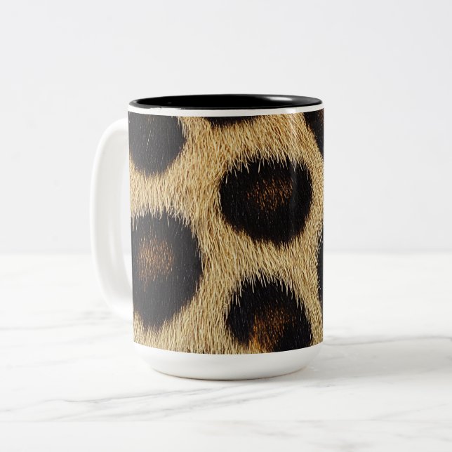 Tasse 2 Couleurs Vache Taches Noires et Blanches Fourrure (Devant gauche)