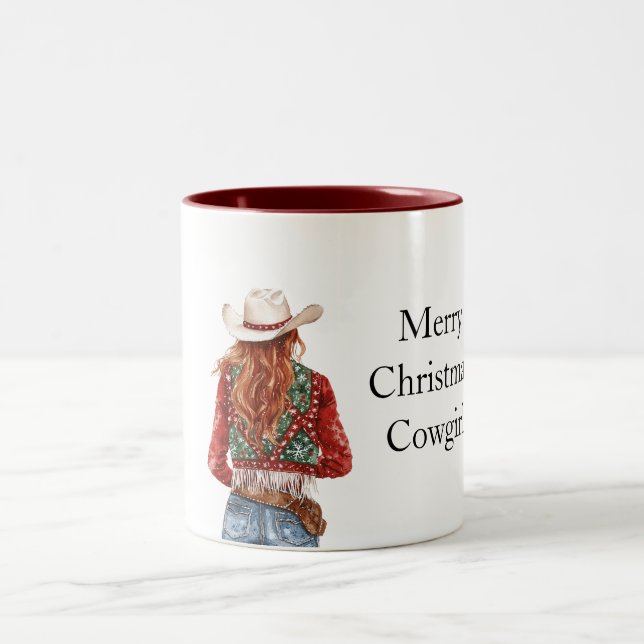 Tasse 2 Couleurs Vachère de Noël Rouge Vert (Centre)