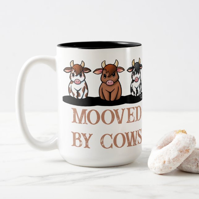 Tasse 2 Couleurs Vaches mignonnes KiniArt™️ (Avec donut)