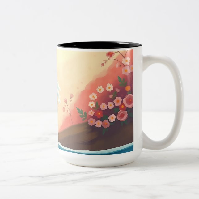 Tasse 2 Couleurs Vague océanique impressionniste (Droit)